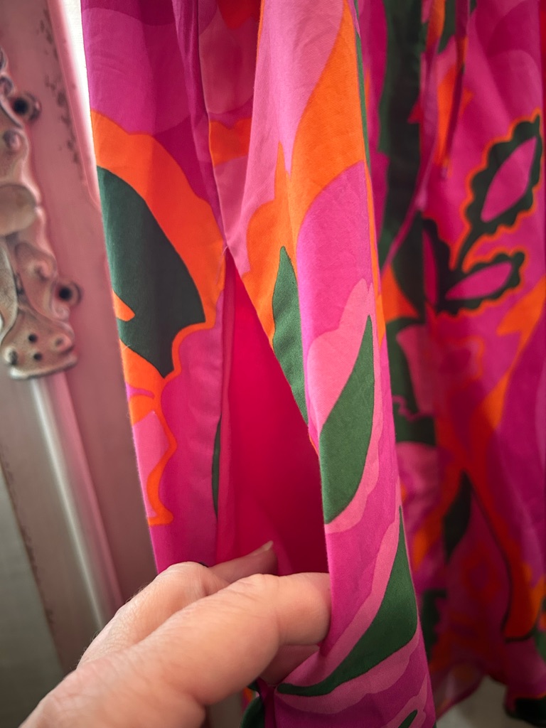 Avara Bright Pink Orange Tropical Farm Rio Inspired A Line Dress Cruise Resort — image 3 of 6